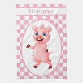 niedliche Schweineliebhaber fügen Text hinzu Geschirrtuch (Vertikal)