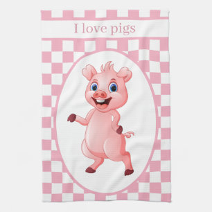 niedliche Schweineliebhaber fügen Text hinzu Geschirrtuch