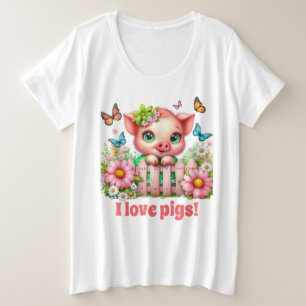 Niedliche Schweineliebhaber fügen Text hinzu Große Größe T-Shirt