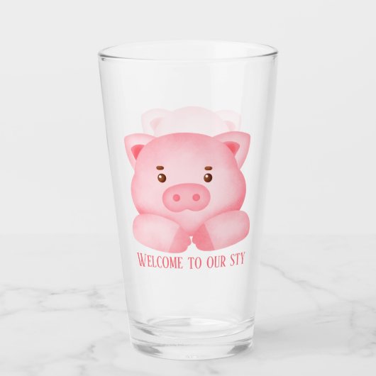 niedliche Schweineliebhaber willkommen heißen Text Glas (Vorderseite)