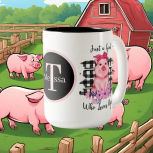niedliche Schweineliebhaber Zweifarbige Tasse