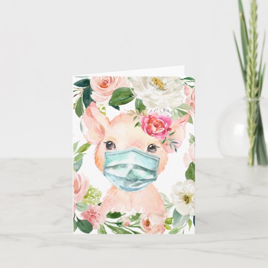 Niedliche Schweinemaske | Soziale Trennung Karte (Vorderseite)
