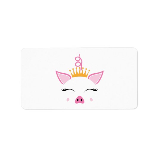 Niedliche Schweinepest mit Krone auf der Rücksende Adressaufkleber (Vorne)