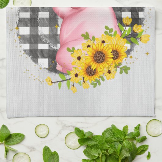 niedliche Schweinezuchtküche Geschirrtuch (Gefaltet)