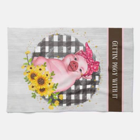 niedliche Schweinezuchtküche Geschirrtuch (Horizontal)