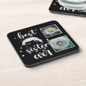 Niedliche Schwesterfoto-Vorlage Getränkeuntersetzer (Linke Seite)