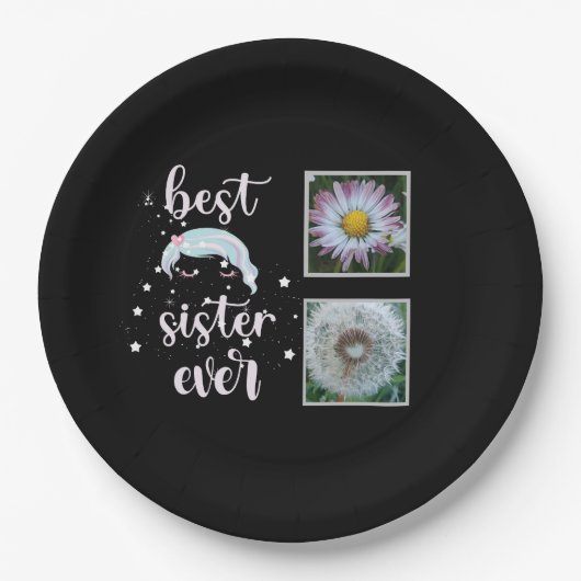 Niedliche Schwesterfoto-Vorlage Pappteller (Vorderseite)