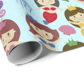 Niedliche Schwimmen chibi Meerjungfrauen unter Geschenkpapier (Rolleneckpunkt)