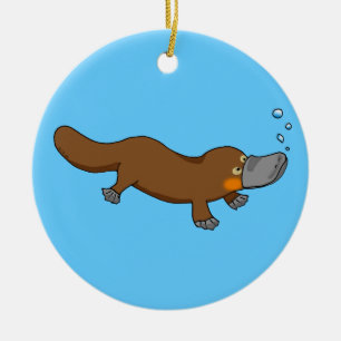 Niedliche Schwimmen Ente-berechnetes platypus Keramik Ornament