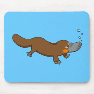 Niedliche Schwimmen Ente-berechnetes platypus Mousepad