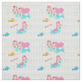 Niedliche schwimmende Meerjungfrauen mit Fischen Stoff (Muster)