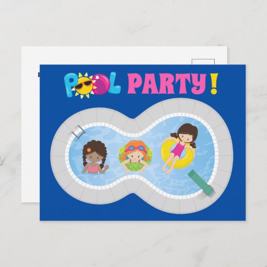 Niedliche Schwimmmädchen Geburtstag Schwimmbad Par Postkarte (Vorne/Hinten)