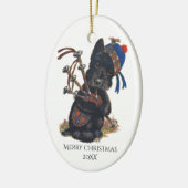 Niedliche Scottie, die Bagpipe spielt Keramik Ornament (Links)