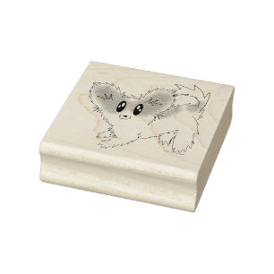 Niedliche Scruffy Papillon Puppy Dog Rubber Briefm Gummistempel