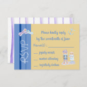 Niedliche Sea Otters Cartoon Blue und Beige RSVP-K RSVP Karte (Vorne/Hinten)