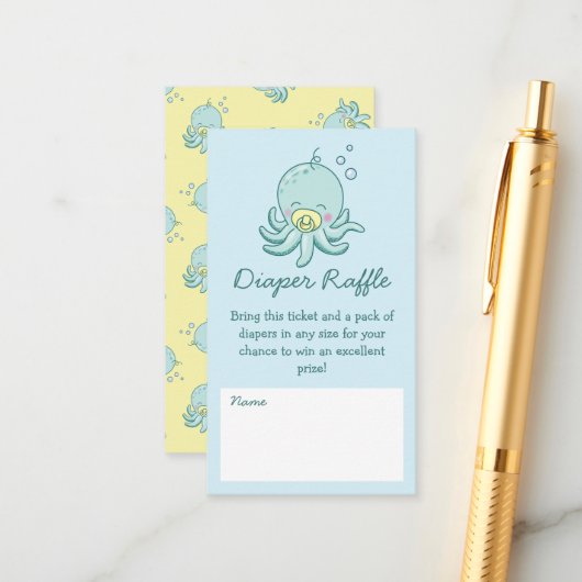 Niedliche Sea Turtle Baby Dusche Kawaii Windelwölf Begleitkarte (Vorderseite/Rückseite Beispiel)