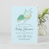 Niedliche Sea Turtle Baby Shower Kawaii Einladung (Stehend Vorderseite)