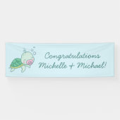 Niedliche Sea Turtle Baby Shower Kawaii Pink Girl Banner (Horizontal)