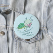 Niedliche Sea Turtle Baby Shower Kawaii Pink Girl Button (Beispiel)
