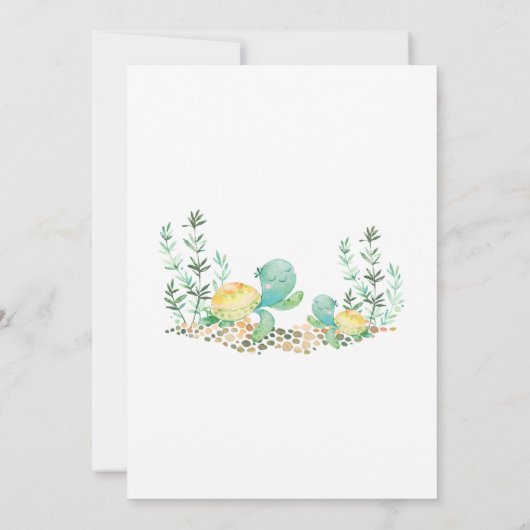Niedliche Sea Turtle Ocean Baby Dusche Einladung (Rückseite)