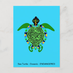 Niedliche See TURTLE - Tierfreund - Ozeanblau Feiertagspostkarte