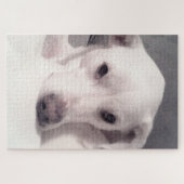 Niedliche Seelenaugen Welpenhund weiß und grau Puzzle (Horizontal)