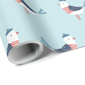 Niedliche Seelöwen auf hellblau Geschenkpapier (Rolleneckpunkt)