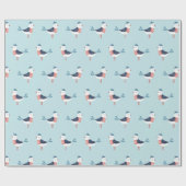 Niedliche Seelöwen auf hellblau Geschenkpapier (Flach)