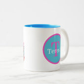 niedliche Seepferd-Liebhaber fügen Monogramm hinzu Zweifarbige Tasse (VorderseiteRechts)