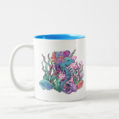 niedliche Seepferd-Liebhaber fügen Monogramm hinzu Zweifarbige Tasse (Links)