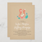 Niedliche Seepferde lässige Hochzeit am Strand Einladung (Vorne/Hinten)