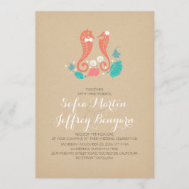 Niedliche Seepferde lässige Hochzeit am Strand Einladung