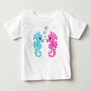 Niedliche Seepferde, rosa Seepferd, blaues Seepfer Baby T-shirt