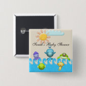 Niedliche Seetier-Baby-Dusche Button (Vorne & Hinten)