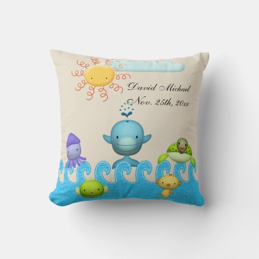 Niedliche Seetier-Baby-Dusche Kissen (Vorderseite)
