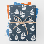 Niedliche Segelboote Retro Moderne Segelboote Gesc Geschenkpapier Set (Beispiel)