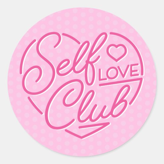 Niedliche Self Liebe Club Heart Classic Rundaufkle Runder Aufkleber (Vorderseite)