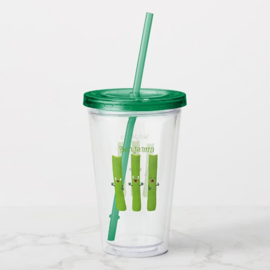 Niedliche Sellerie Sticks Trio Cartoon Gemüse Acryltrinkbecher (Rückseite)