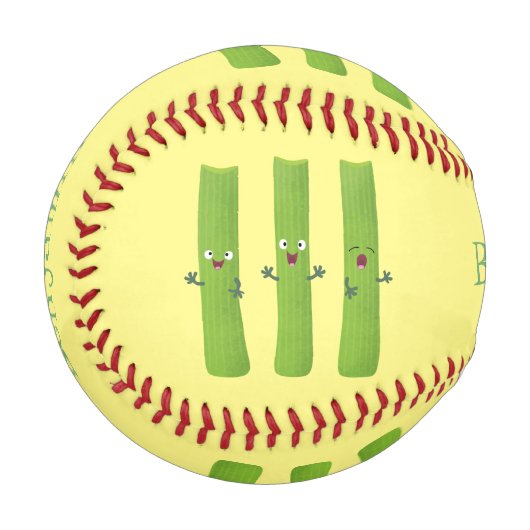 Niedliche Sellerie Sticks Trio Cartoon Gemüse Baseball (Vorderseite Links)