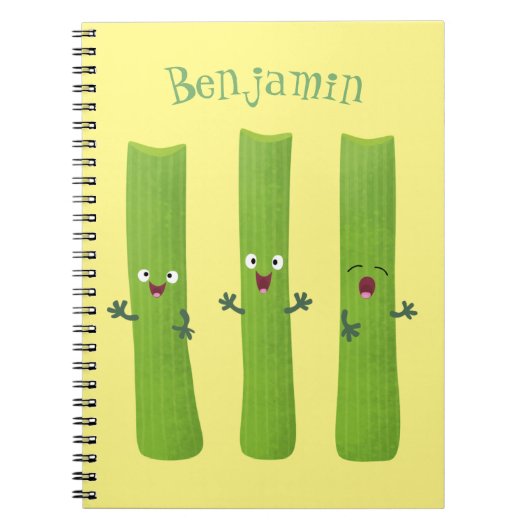 Niedliche Sellerie Sticks Trio Cartoon Gemüse Notizblock (Vorderseite)
