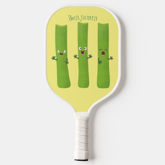 Niedliche Sellerie Sticks Trio Cartoon Gemüse Pickleball Schläger (Rückseite)
