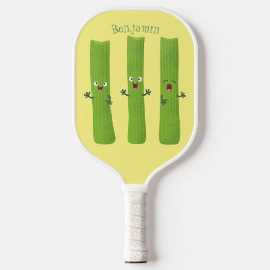 Niedliche Sellerie Sticks Trio Cartoon Gemüse Pickleball Schläger (Vorderseite)