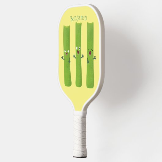 Niedliche Sellerie Sticks Trio Cartoon Gemüse Pickleball Schläger (Links)