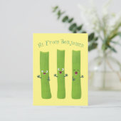 Niedliche Sellerie Sticks Trio Cartoon Gemüse Postkarte (Stehend Vorderseite)