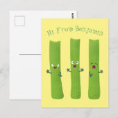 Niedliche Sellerie Sticks Trio Cartoon Gemüse Postkarte (Vorne/Hinten)