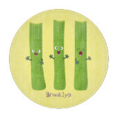 Niedliche Sellerie Sticks Trio Cartoon Gemüse Schneidebrett (Vorderseite)