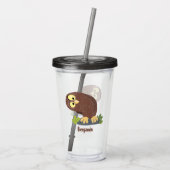 Niedliche, seltsame, lustige Uhu-Cartoon-Illustrat Acryltrinkbecher (Rückseite)