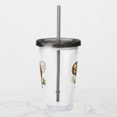 Niedliche, seltsame, lustige Uhu-Cartoon-Illustrat Acryltrinkbecher (Rechts)