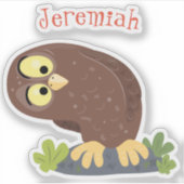 Niedliche, seltsame, lustige Uhu-Cartoon-Illustrat Aufkleber (Vorderseite)