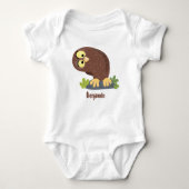 Niedliche, seltsame, lustige Uhu-Cartoon-Illustrat Baby Strampler (Vorderseite)